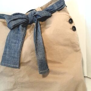 Tan Skirt  TOTE BAG Blue Denim Belt REITMAN'S